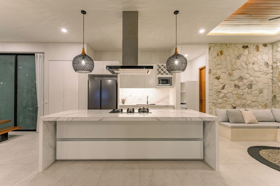 Luxury Villa, Ocean View | Private kitchen | Fridge, microwave, oven, stovetop