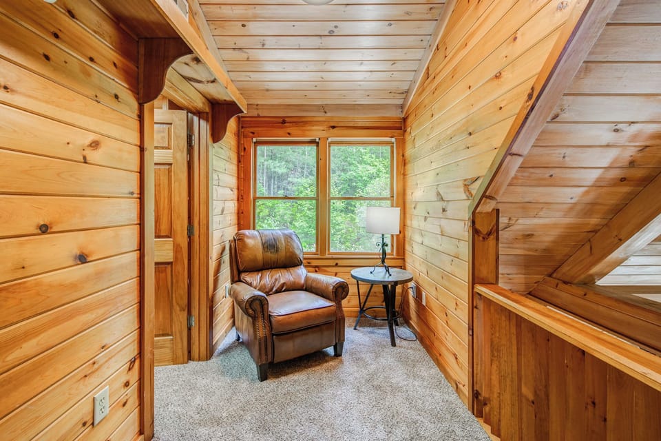The loft sitting area is an ideal place to curl up with a book