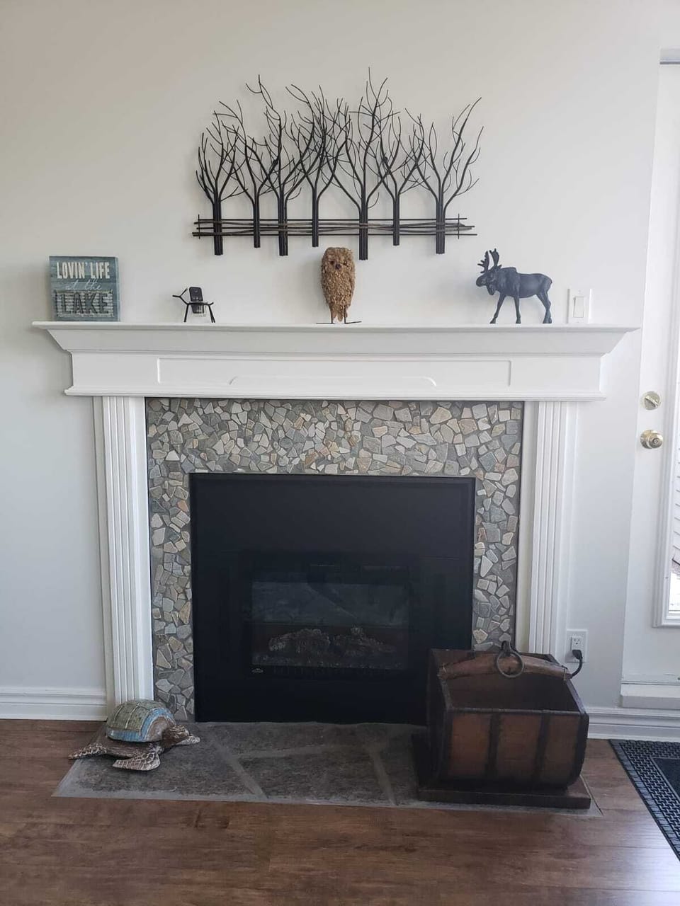 Fireplace perfect for relaxing evenings or chilly Muskoka nights.