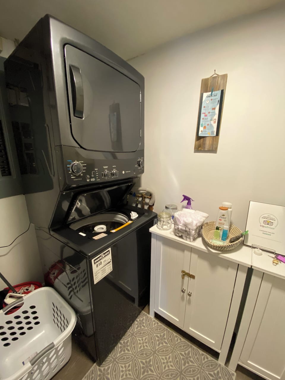 In suite - Brand new GE stackable washer/dryer.