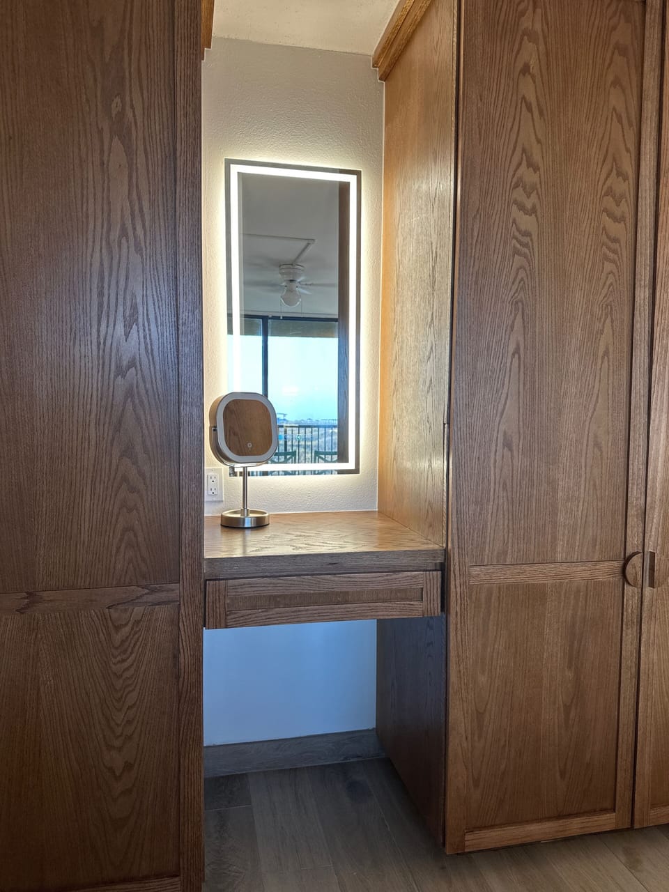 Main bedroom: ultimate spot to get ready for the day! Built-ins and makeup desk.