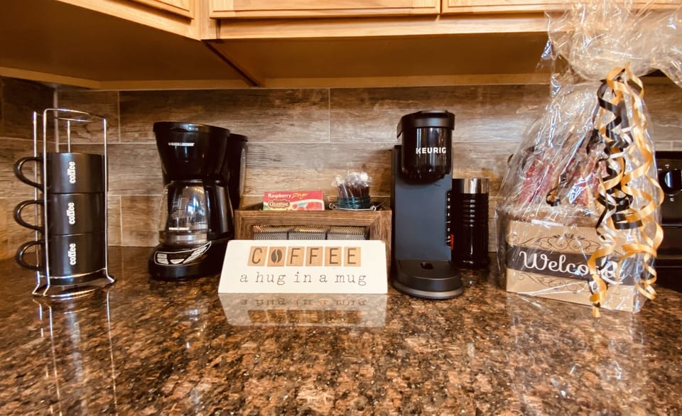 Let's walk over to the Kitchen on the 2nd Floor.     Spacious Modern Kitchen with "Of Course" 2 Coffee Maker: Drip & K-Cup! 