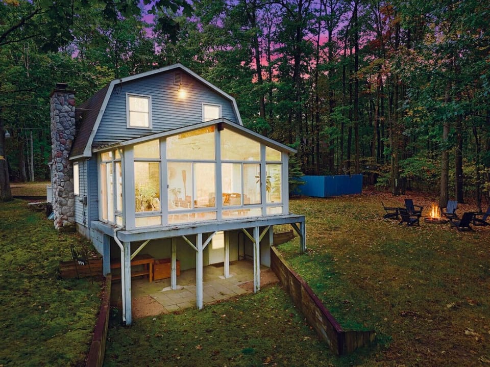 As the sun sets, enjoy the outside beauty by the fire. 