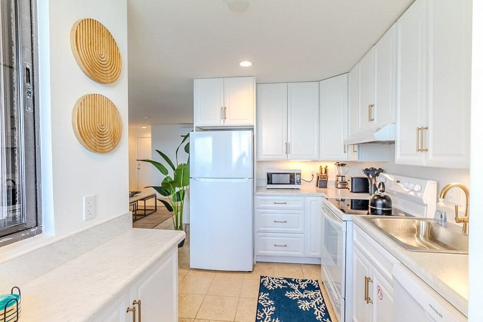 Open-concept kitchen ideal for breezy cooking.