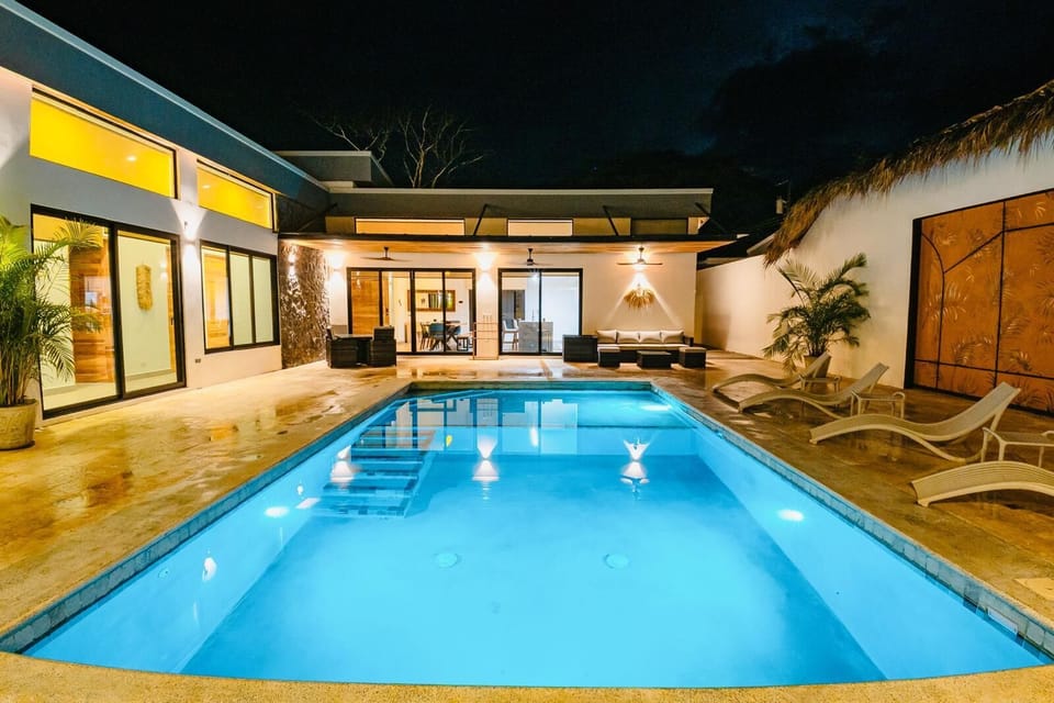 Large pool with deep section and kids section. Enjoy night swimming as well! 