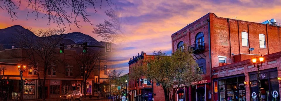 Colorado's original frontier capital turned walkable neighborhood. Art galleries, turquoise jewelry, boutiques, and locally owned restaurants spill onto Colorado Ave all weekend, with live music most evenings.