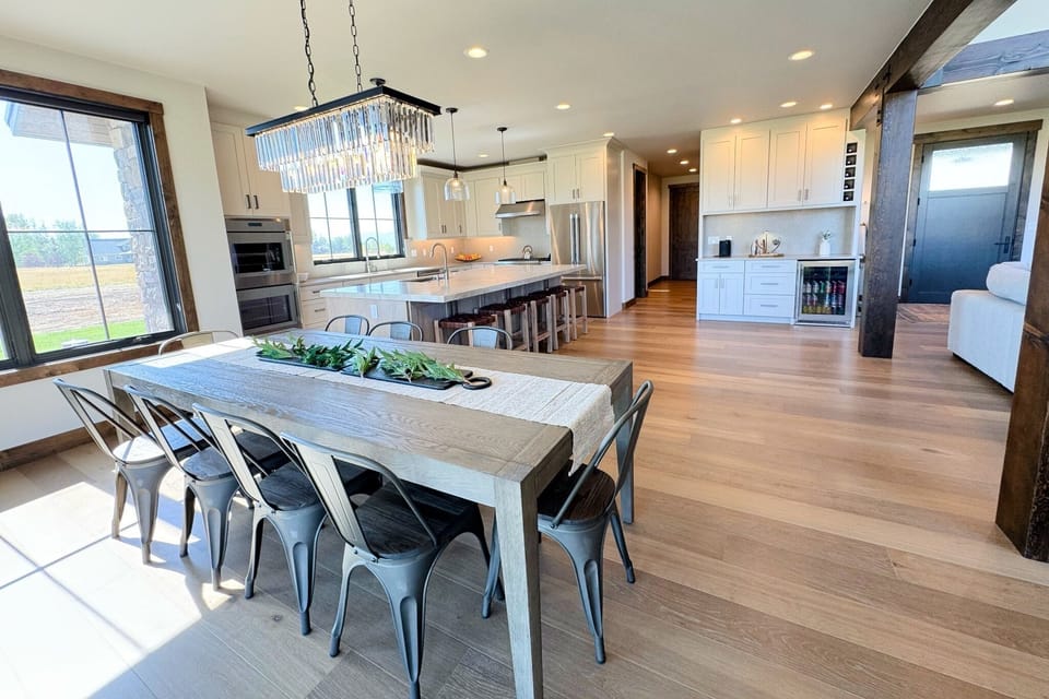 Gather around the dining table for food, conversation, and fun.