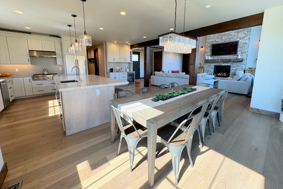 Gather around the dining table for food, conversation, and fun.