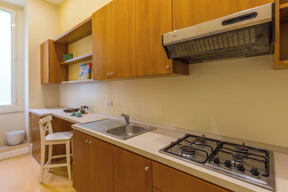 Classic Apartment, 1 Queen Bed with Sofa bed, Private Bathroom, Partial Sea View | Private kitchen | Fridge, microwave, oven, stovetop
