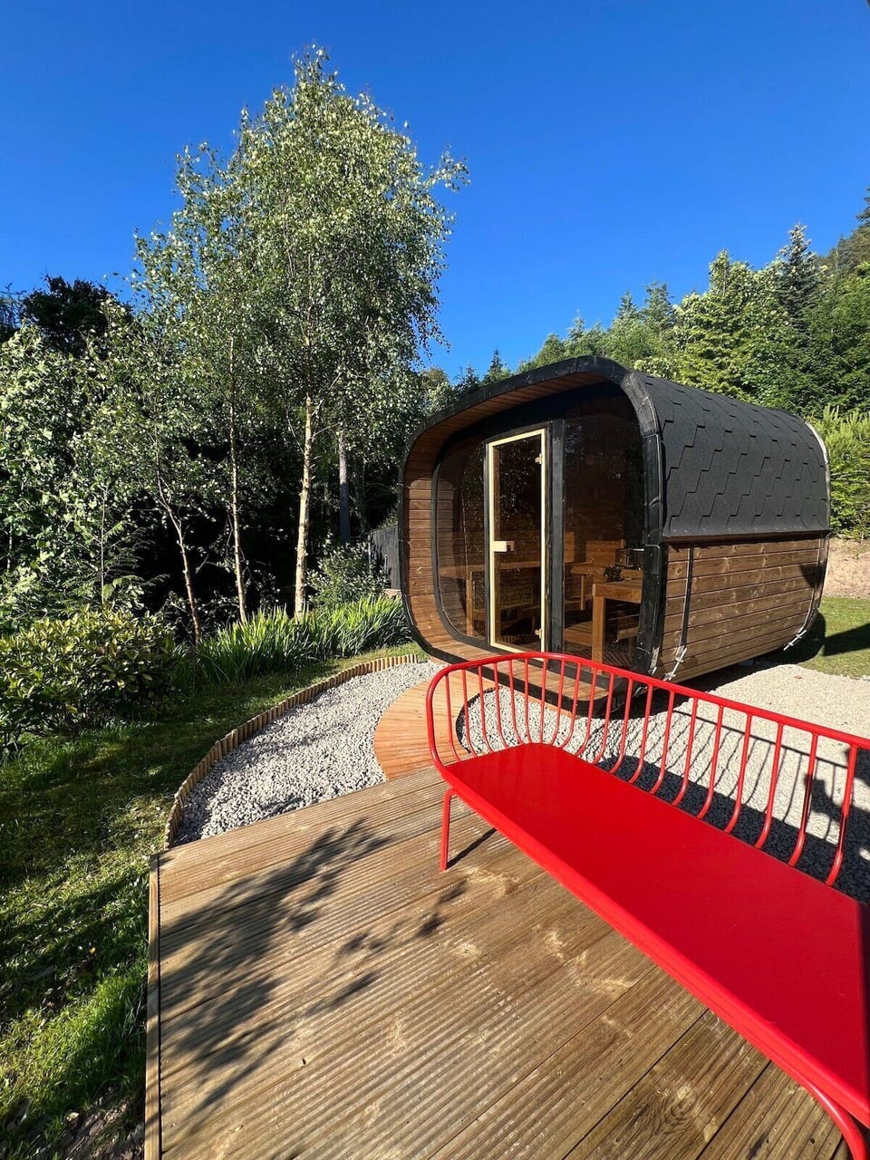 Private outdoor panoramic sauna