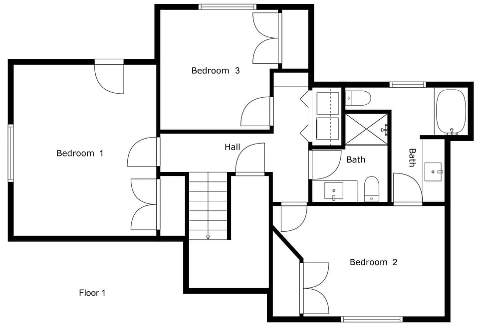 Bedroom #1 Downstairs - 2 bunk beds (Twin over Doubles)