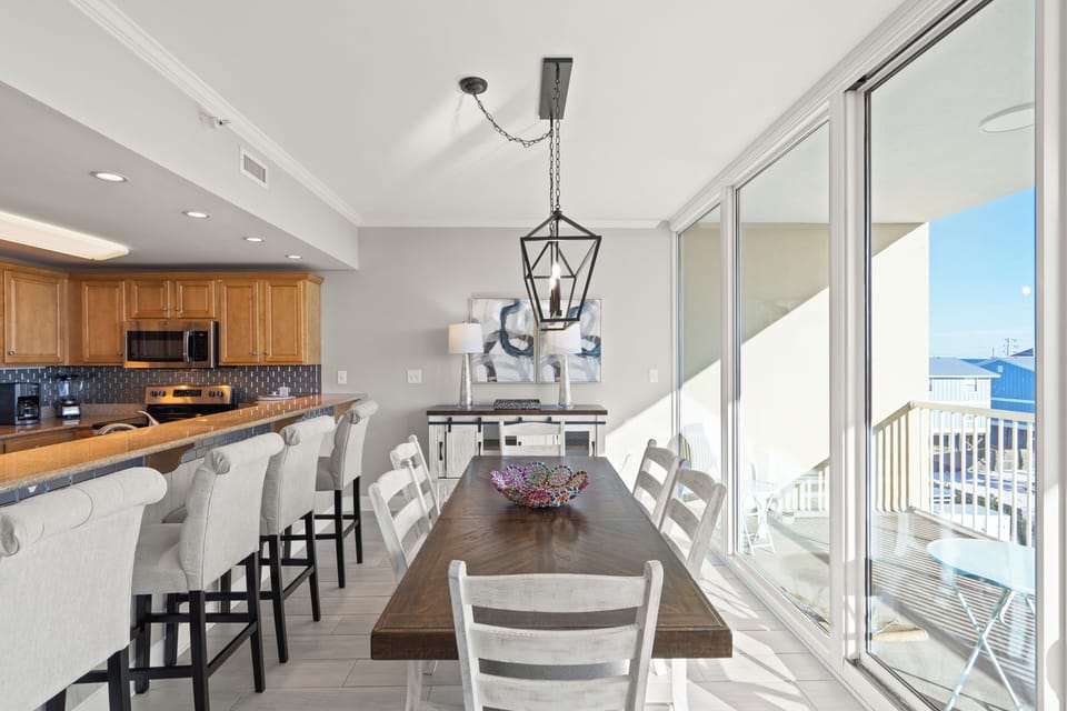 Dining table with seating for six