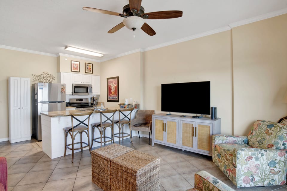 Living room with flat screen TV