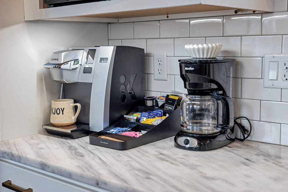 Dedicated coffee station with multiple brewing options 