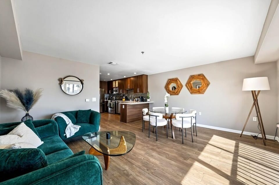 Modern coastal decor brings the serene ocean feeling right into your apartment.