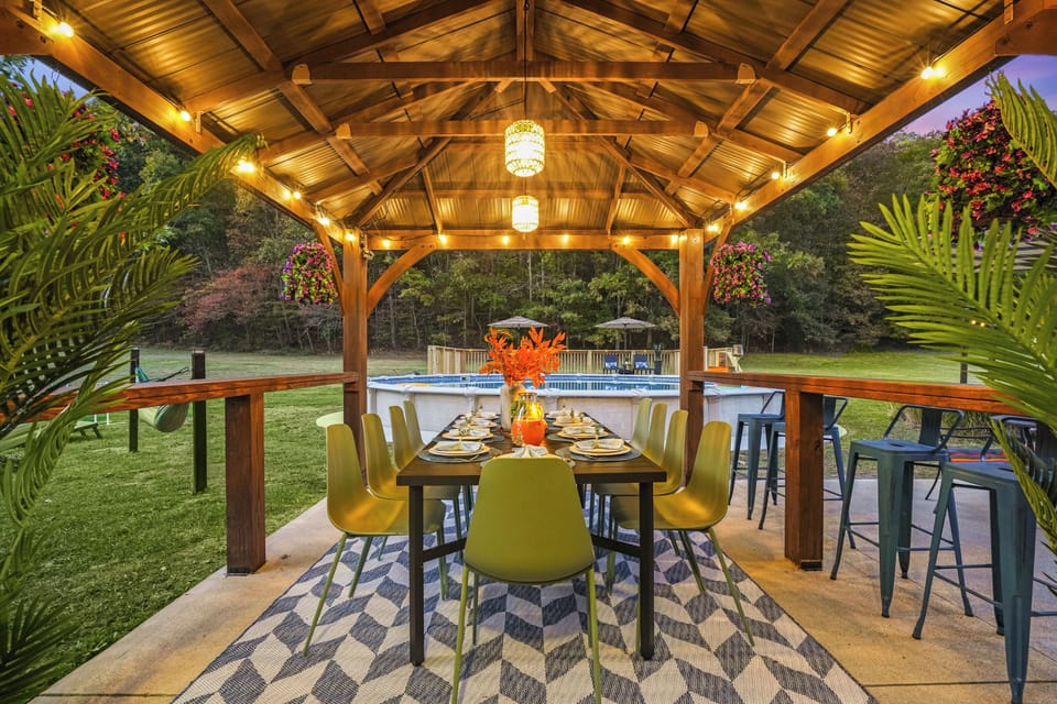 Dine al fresco under the stars at our outdoor dining setup.