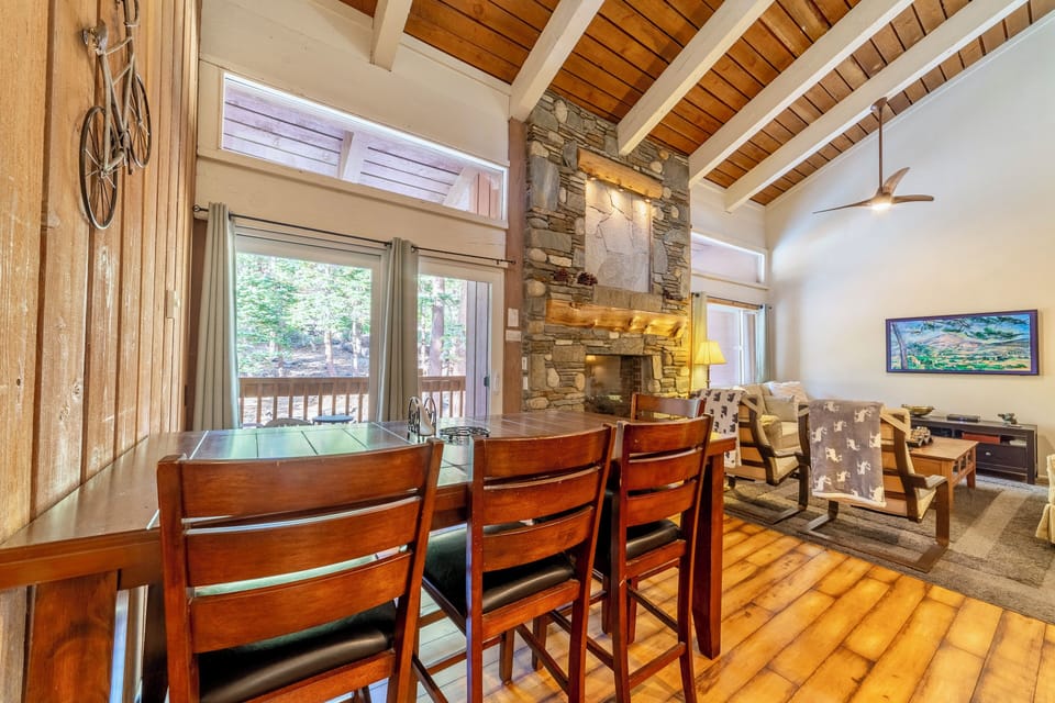 Dining room opens to living room and has private patio.