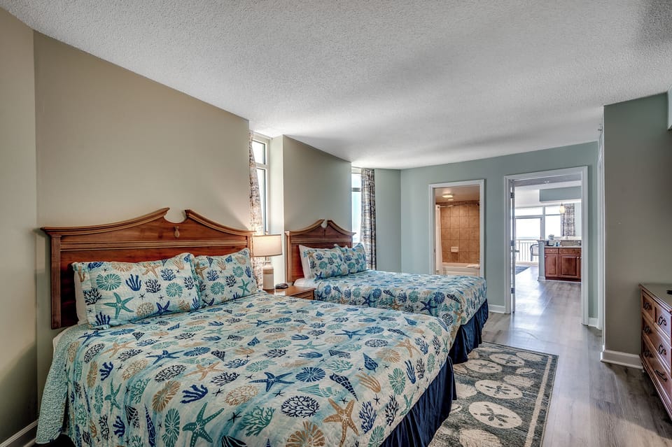 Two queen beds and an ensuite bathroom