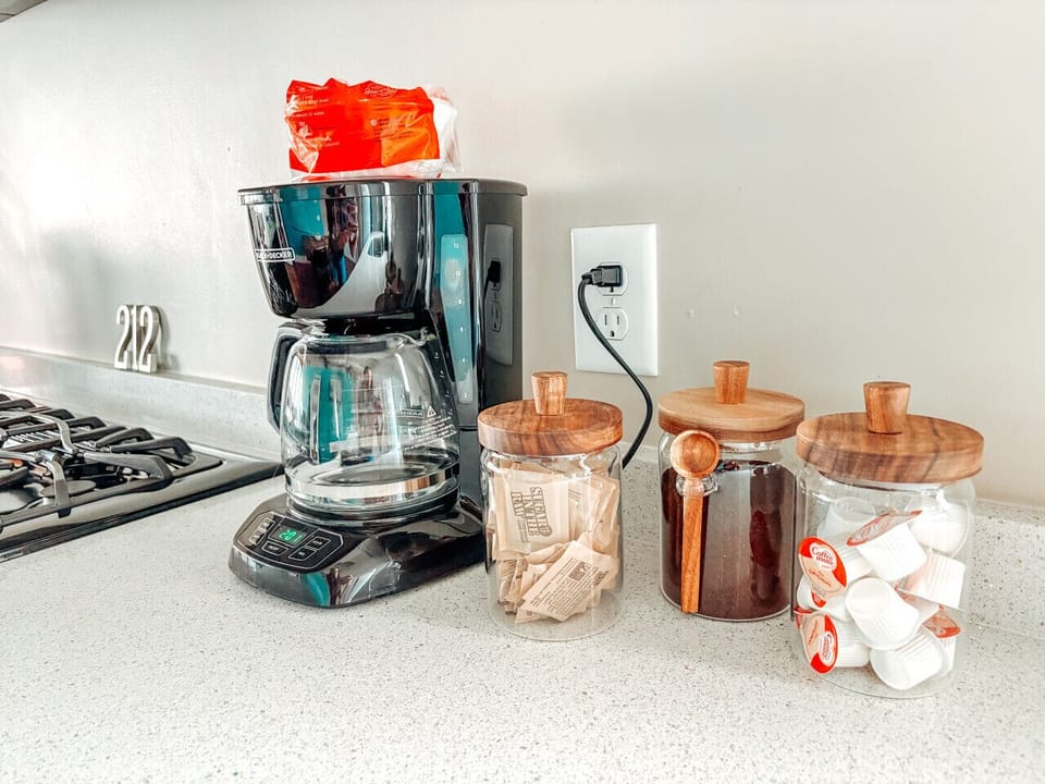 Complimentary coffee station