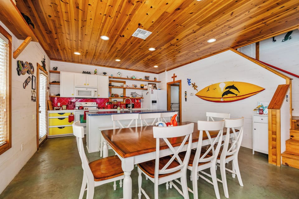 The first floor is open with plenty of space for your group to relax.