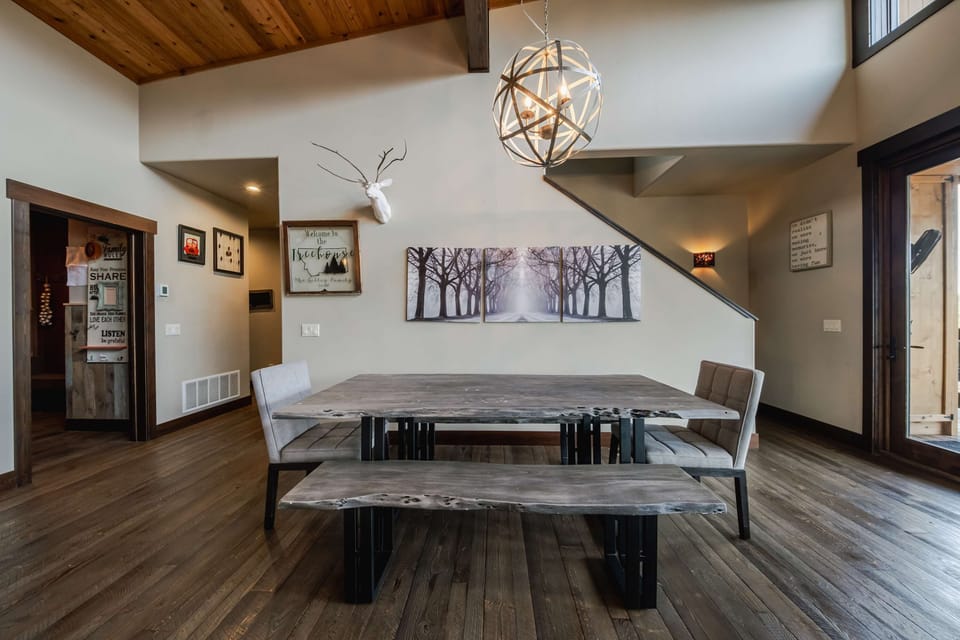 Dining table with seating for 8