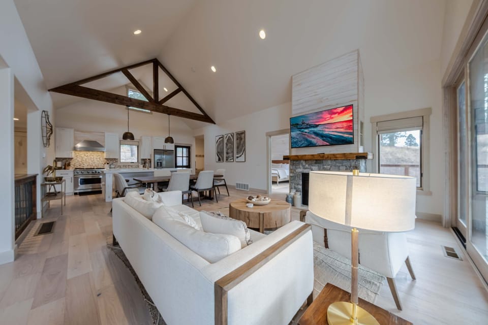 Enjoy the bright and open-concept living space with vaulted