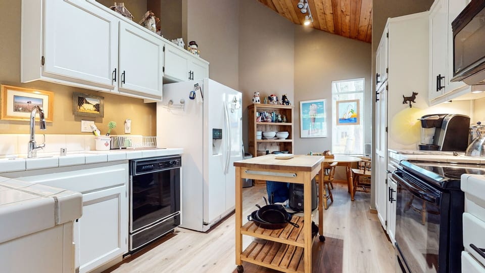 Indoors, Kitchen, Refrigerator, Kitchen Island, Microwave