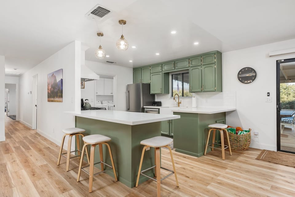 Kitchen with additional bar seating