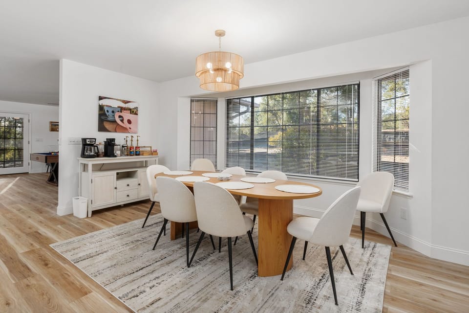 Dining table with coffee and tea bar