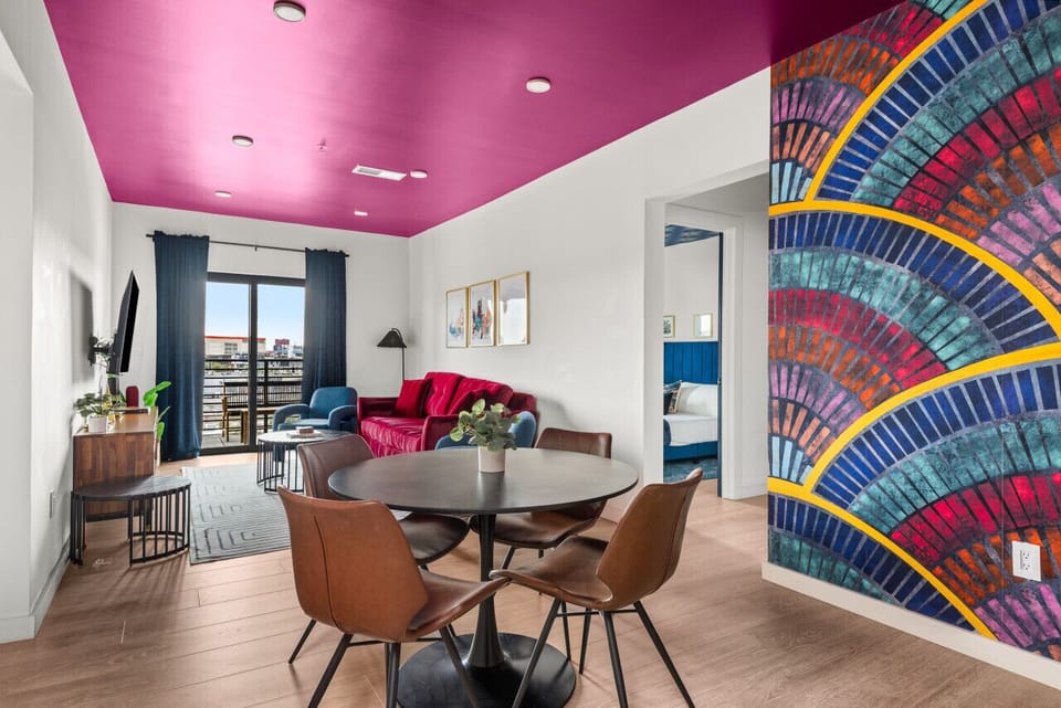 Bright and airy, this dining area is perfect for gathering together.