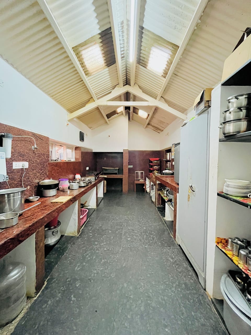 Fridge, oven, cookware/dishes/utensils
