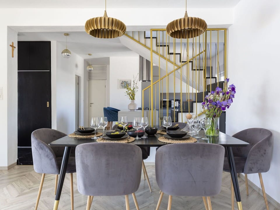 Furniture, Interior Design, Flooring, Dining Room, Chair, Table, Floor, Lighting, Kitchen & Dining Room Table, Ceiling