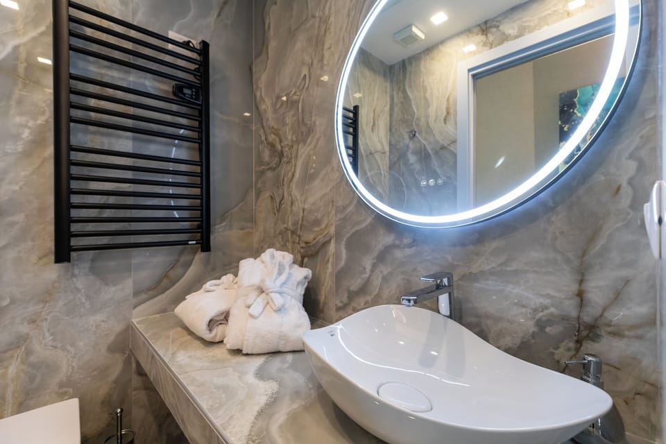 Deluxe Studio Suite, City View | Bathroom | Shower, rainfall showerhead, designer toiletries, hair dryer