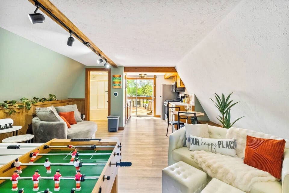 Foosball table, games, and plenty of seating!