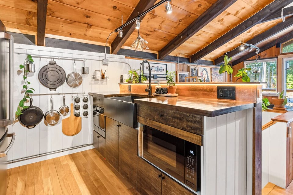 Softly capturing the essence of a cozy, well-equipped kitchen.
