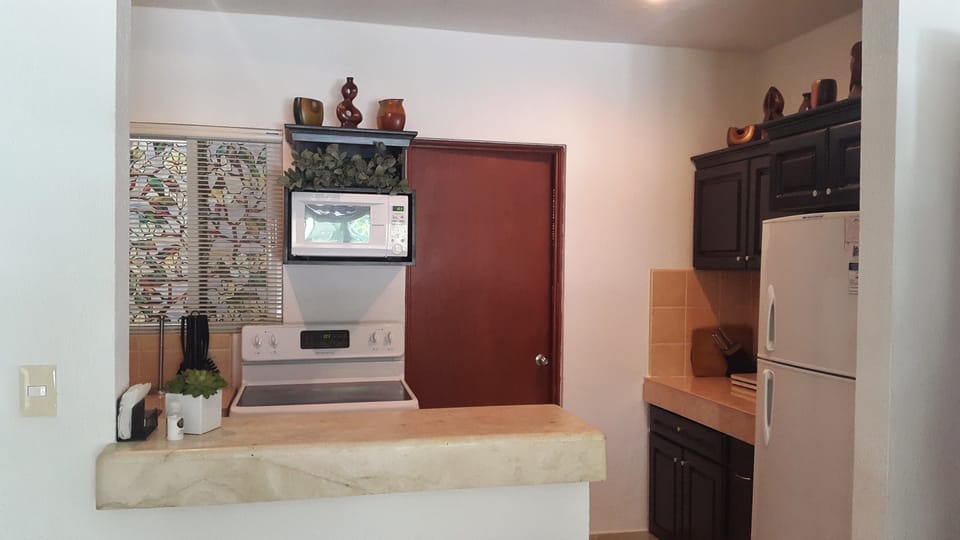 Family Apartment, 2 Bedrooms, Pool View (111-Deposit will be required) | Private kitchen | Fridge, microwave, stovetop, coffee/tea maker