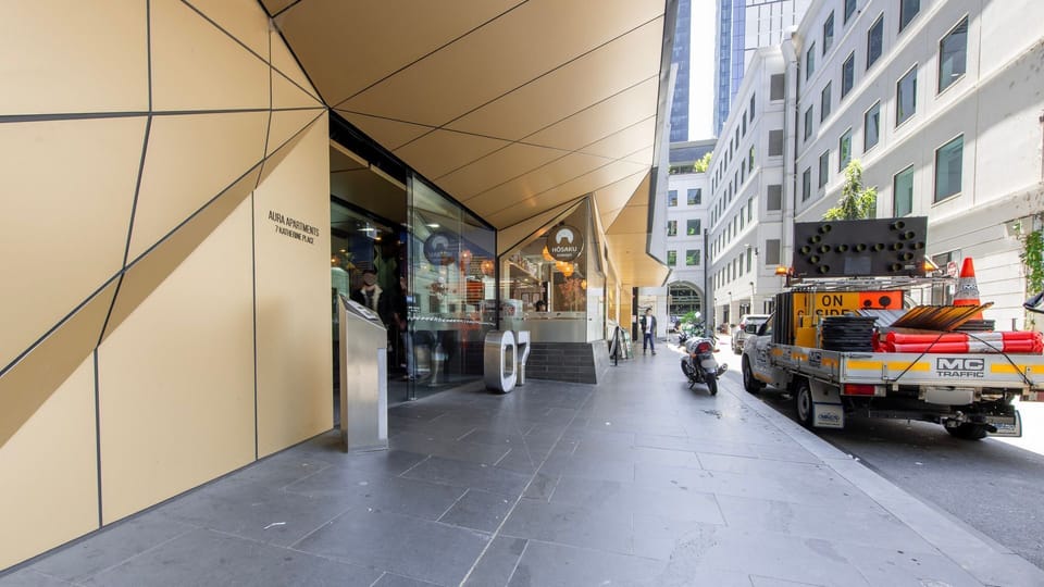 Street level entry with walkway
