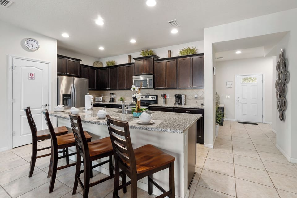 Kitchen with Marble Island Bar
