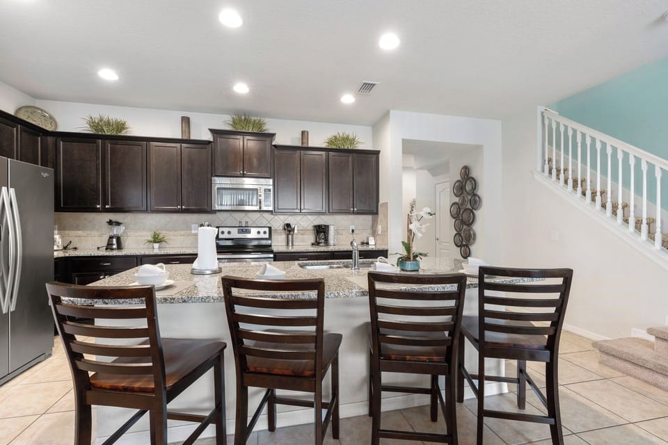 Kitchen with Marble Island Bar