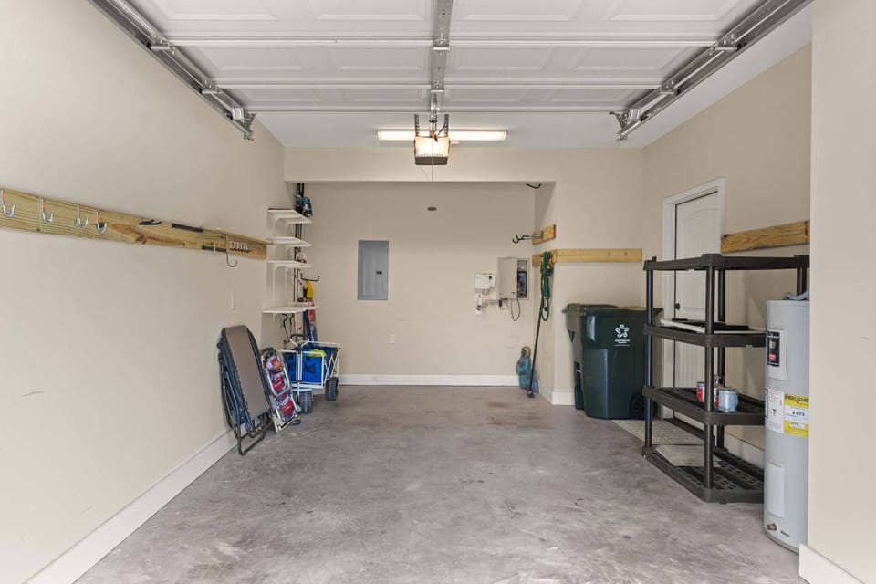 The attached single car garage provides plenty of room to park a small car or to store all your gear that you don't want to drag inside the home.