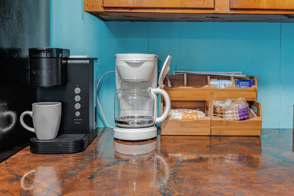 Keurig (single-serve) and a Mr. Coffee (drip coffee maker).