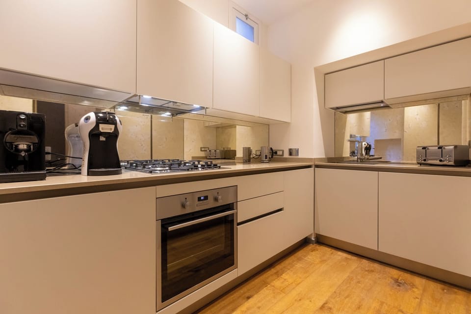 Shared fridge, espresso maker, coffee/tea maker, electric kettle