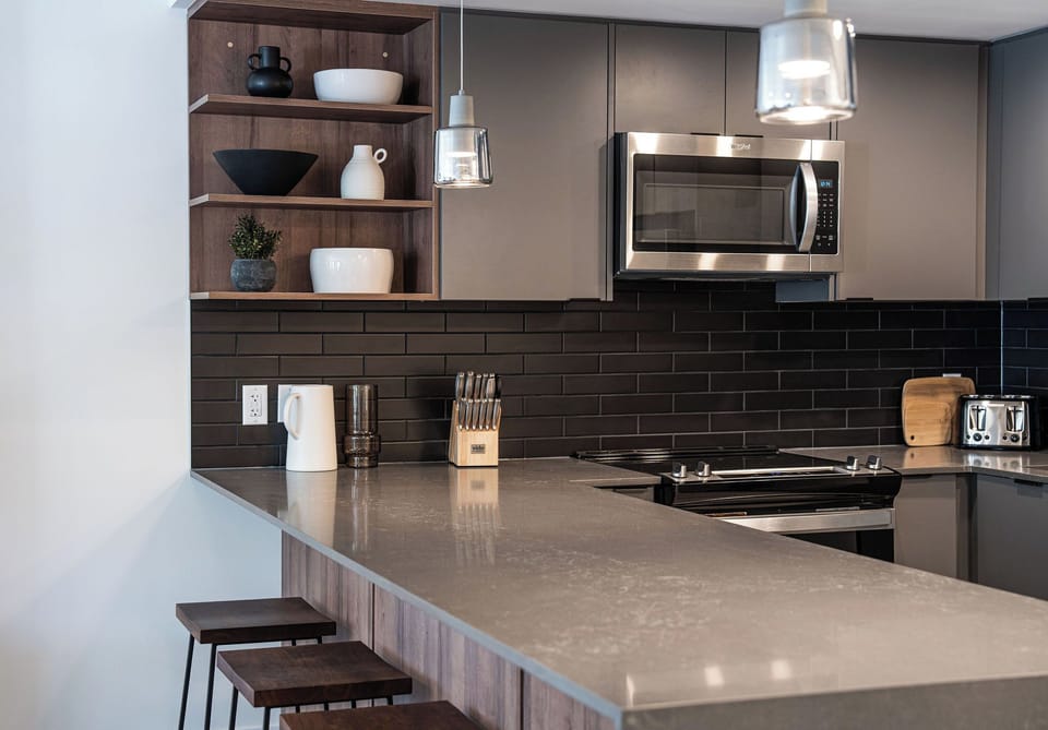 Premium Condo, Balcony, Mountain View | Private kitchen | Full-size fridge, microwave, oven, stovetop