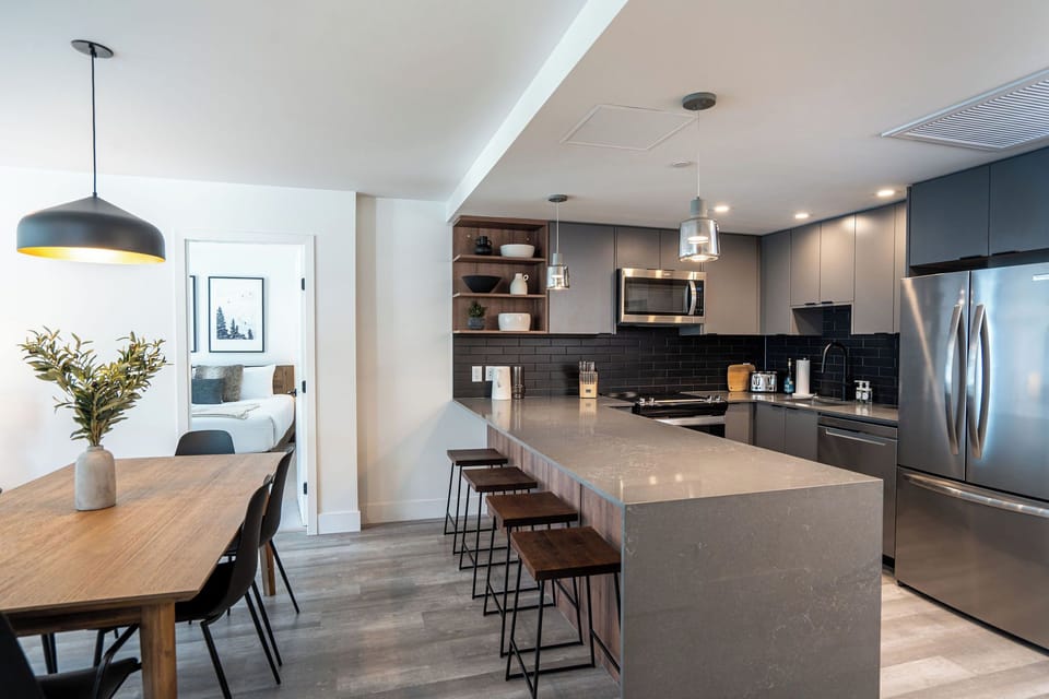 Premium Condo, Balcony, Mountain View | Private kitchen | Full-size fridge, microwave, oven, stovetop