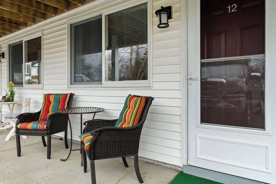 front door and seating