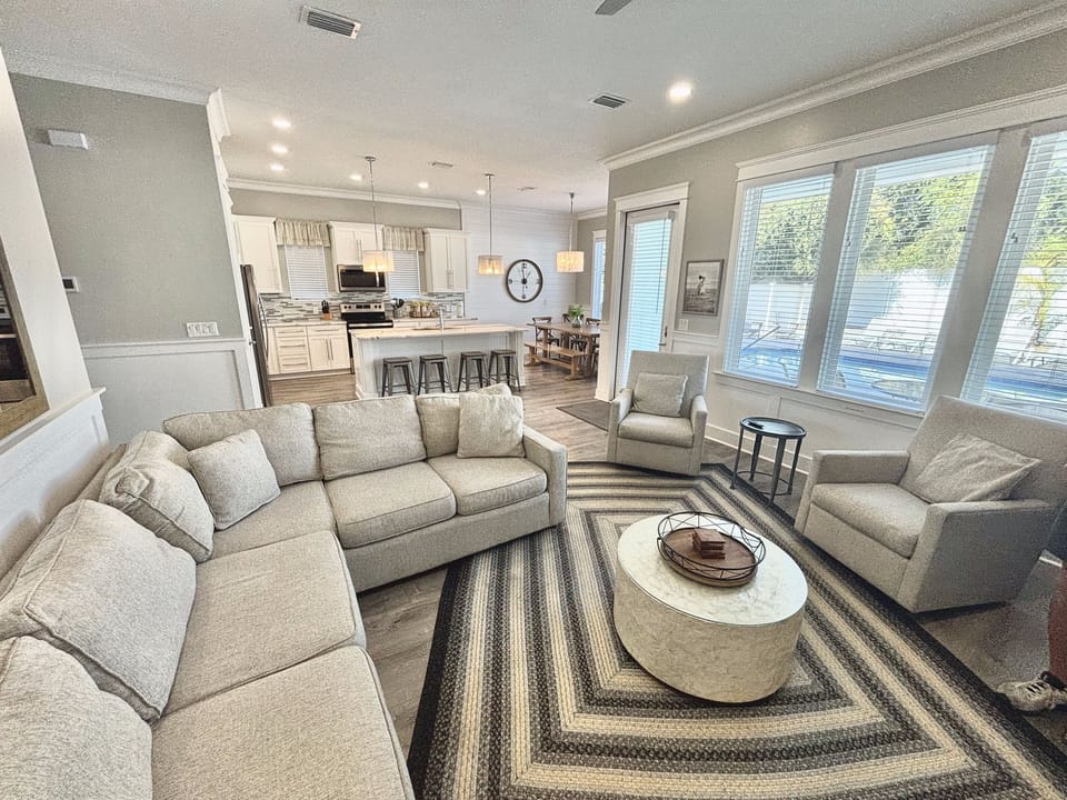 View of kitchen from living room