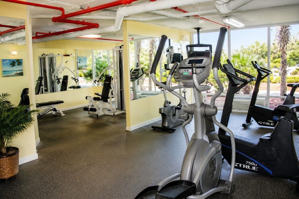 A convenient on-site fitness room with cardio and strength equipment, perfect for fitting in a quick workout during your stay.
