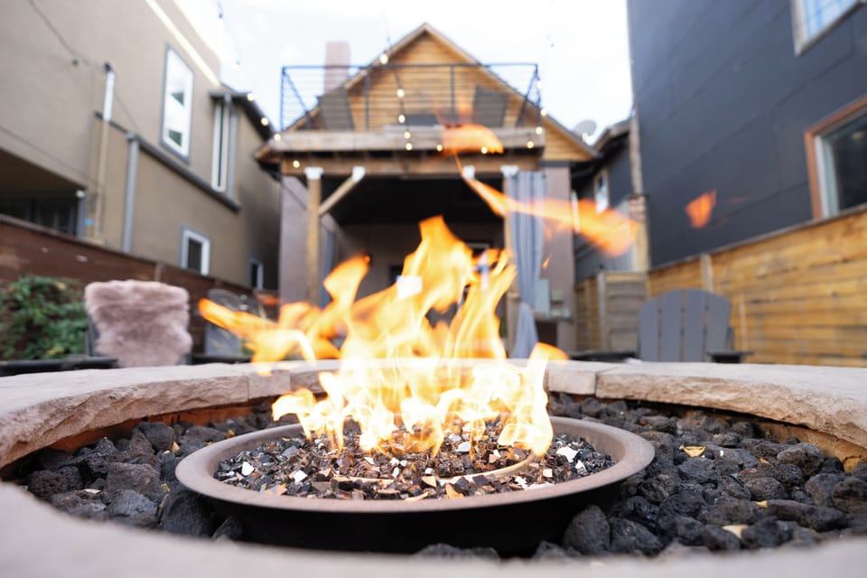 Private outdoor terrace with firepit. 