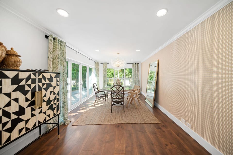The home is flooded with natural light
