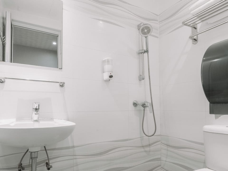 Shower, free toiletries, hair dryer (on request), soap
